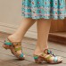  Leather Bohemian Vocation Floral Hook Loop Backlesss Heel Sandals