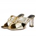 Women Comfy Gold   Silver Clear Heeled Slippers