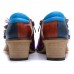  Genuine Leather Retro Colorblock Floral Decor Comfy Side  zip Low Heel Shoes