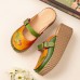  Handmade Leather Ethnic Printing Platform Sandals