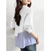 Stripe Stitch Hem Long Sleeve Crew Neck Casual Sweatshirt