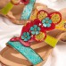  Leather Bohemian Vocation Floral Hook Loop Backlesss Heel Sandals